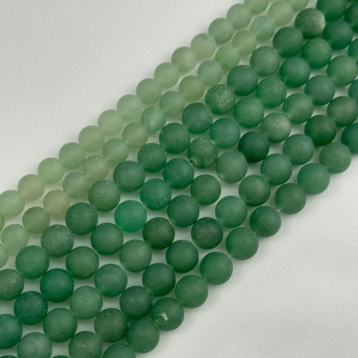 Green Aventurine Frosted Round Beads image 2