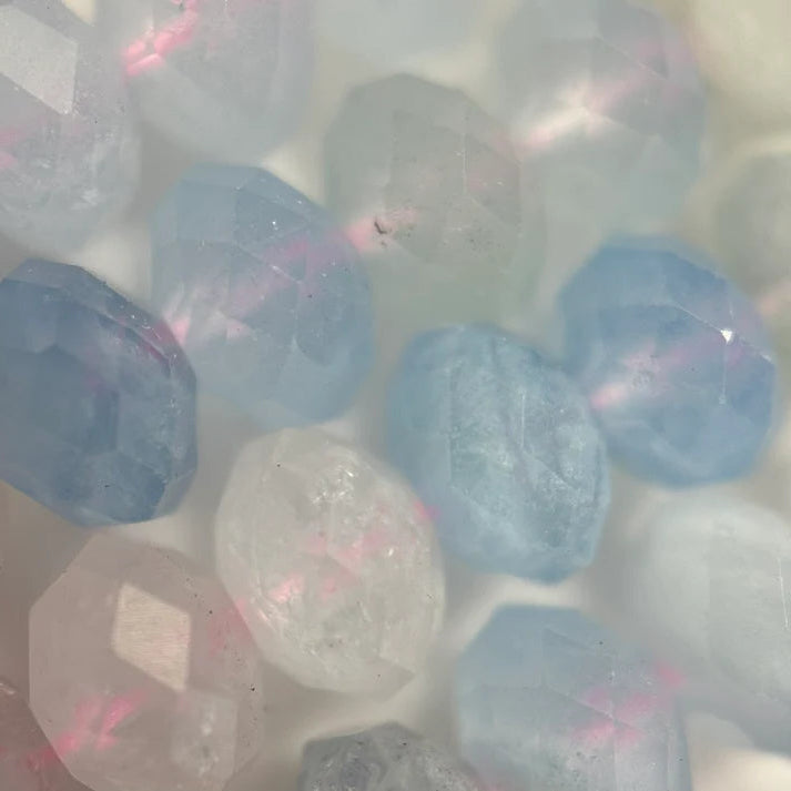 Aquamarine Morganite Faceted Rondelle Beads