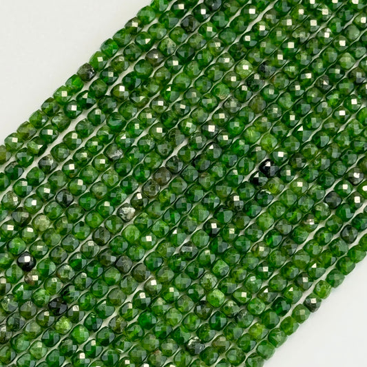 Diopside Beads - Faceted Square (A quality)