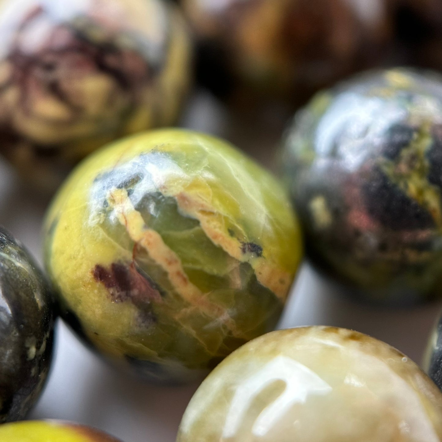 Green Dendritic Opal Polished Round Beads image 5