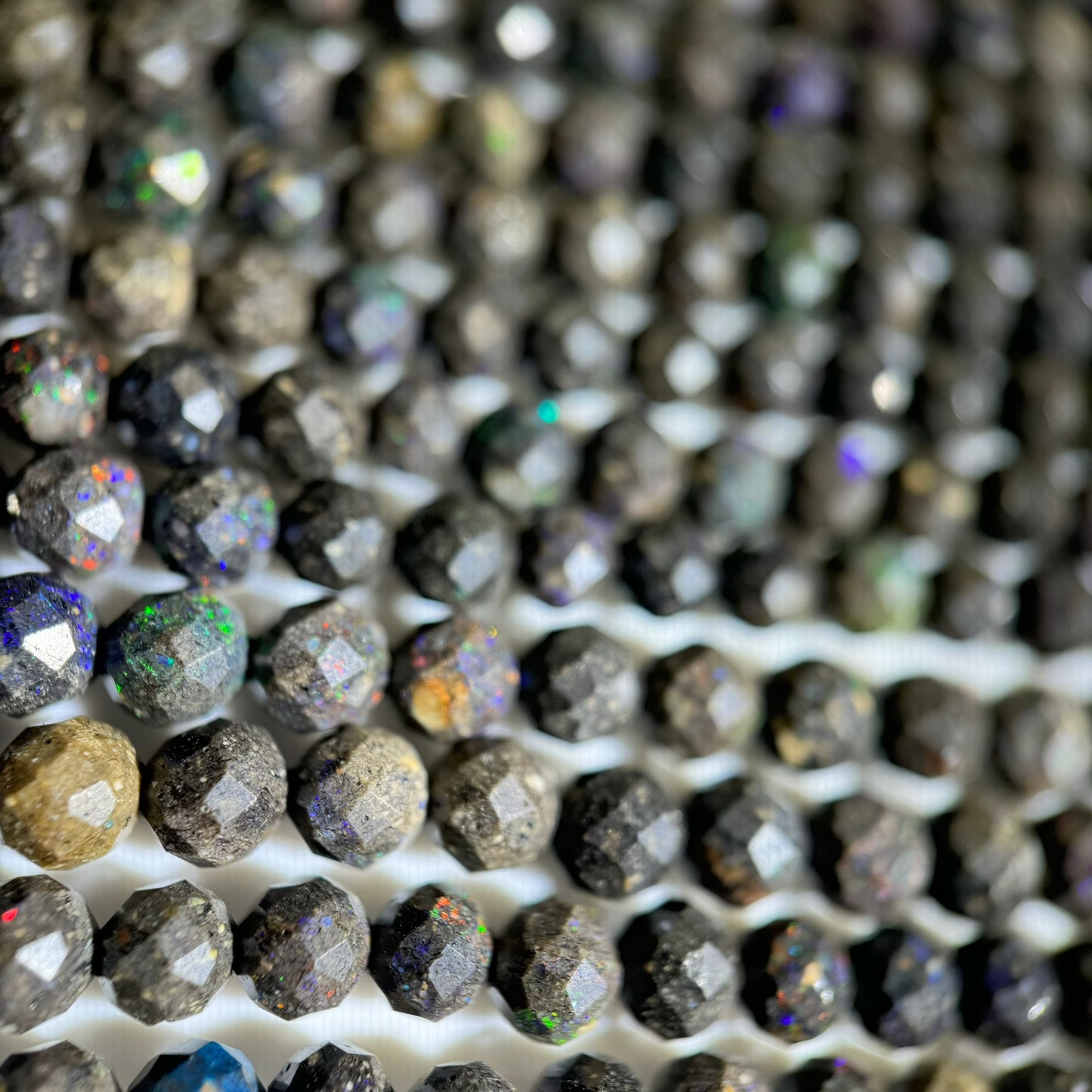 Black Opal Faceted Round Beads image 6