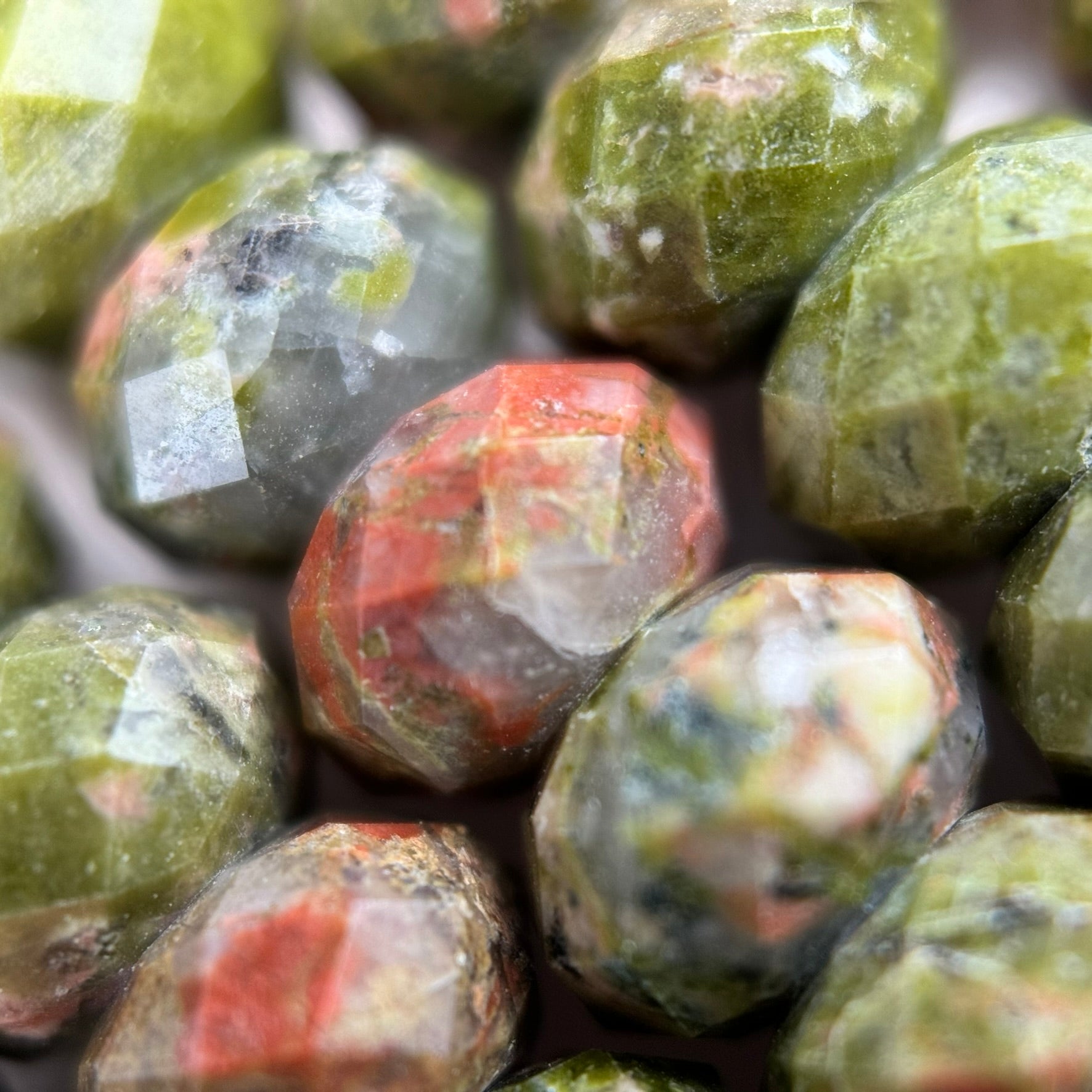 Faceted Unakite Rondelle Beads (6x4mm) image 4