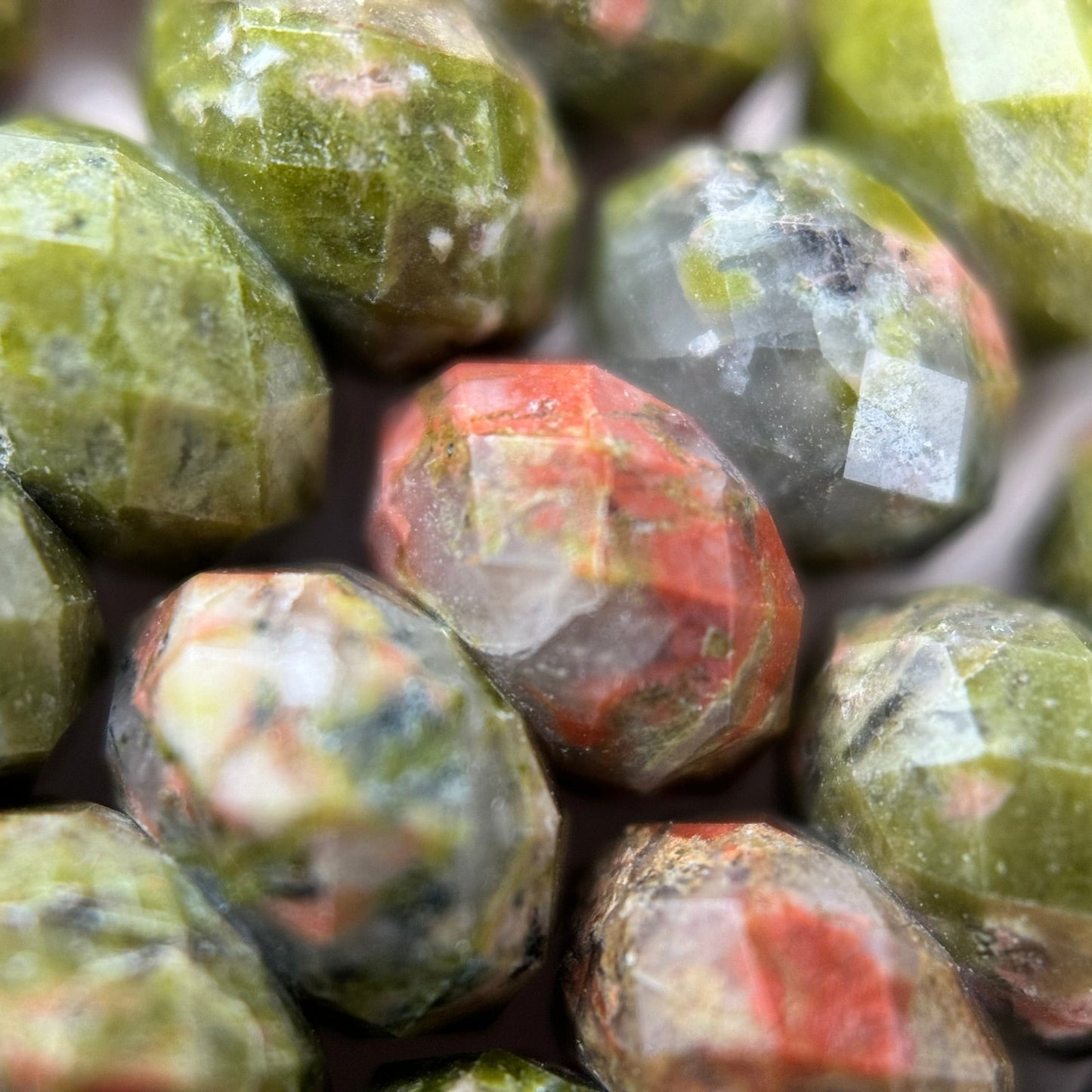 Faceted Unakite Rondelle Beads (6x4mm) image 4