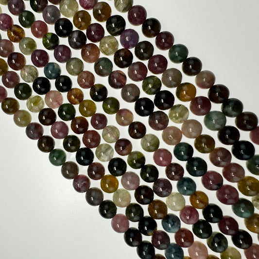 Tourmaline Polished Round Beads - (A Quality)