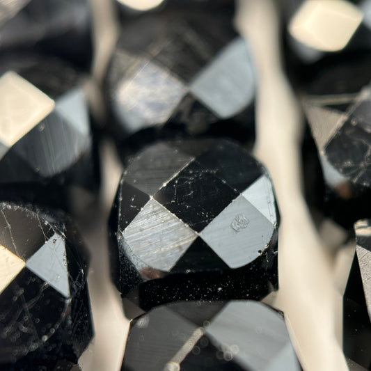 Faceted Black Tourmaline Beads - Square Shape Beads