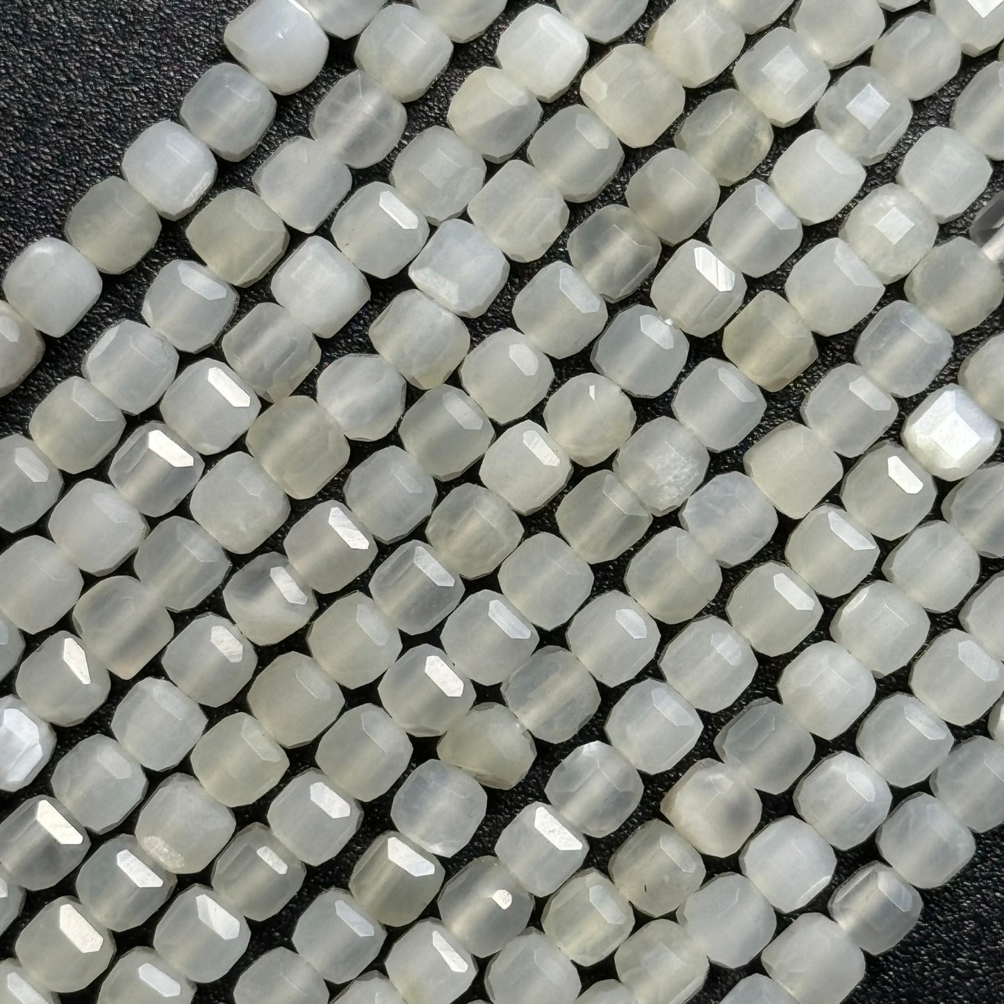 White Moonstone Square Beads image 2