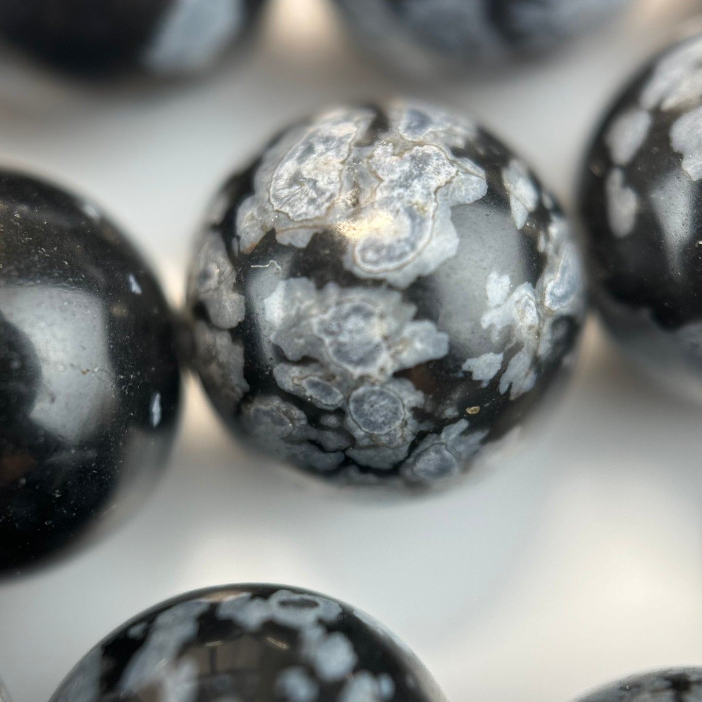 Snowflake Obsidian Polished Round Beads image 3