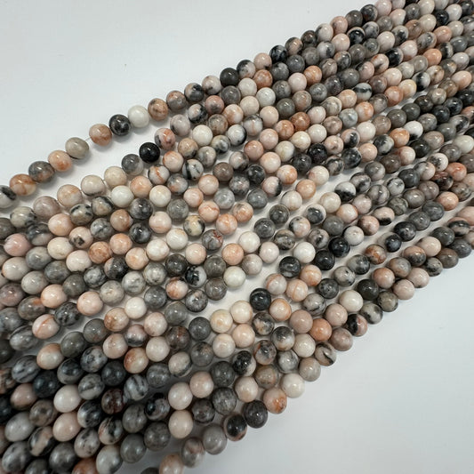 Pink Zebra Jasper Polished  Round Beads image 0