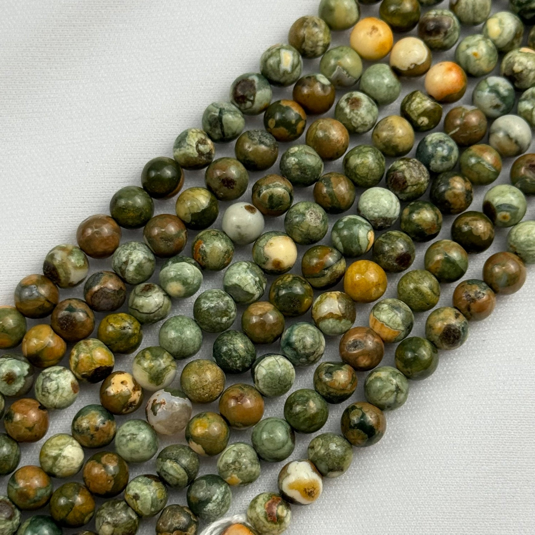 Green Rainforest Jasper Polished Round Beads image 5