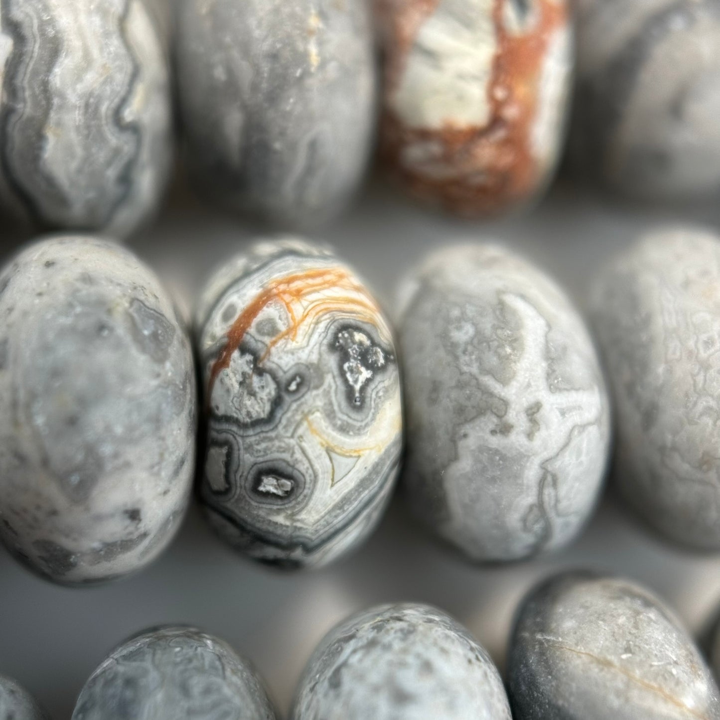 Grey Crazy Lace Agate Frosted Rondelle Bead image 5