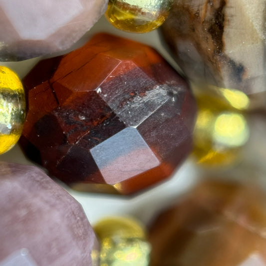 Petrified Wood Faceted Barrel Beads