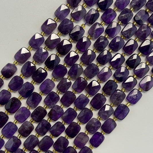 Amethyst Rectangular Faceted Cushion Cut Beads