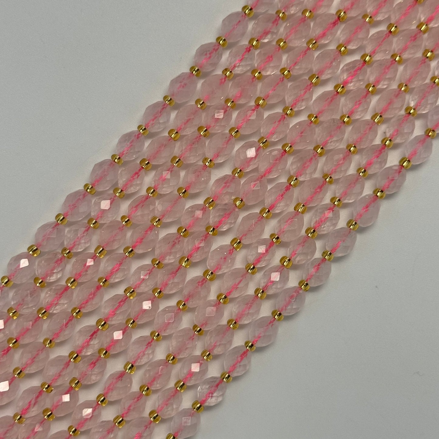 Rose Quartz Faceted Barrel 8 Beads image 4