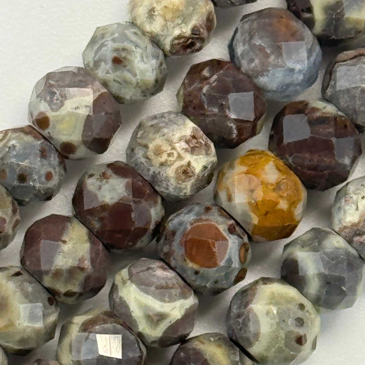 Ocean Fossil Jasper Faceted Rondelle Beads image 4