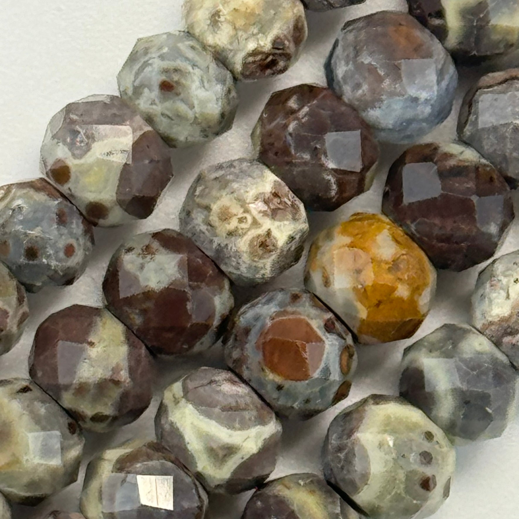 Ocean Fossil Jasper Faceted Rondelle Beads image 4