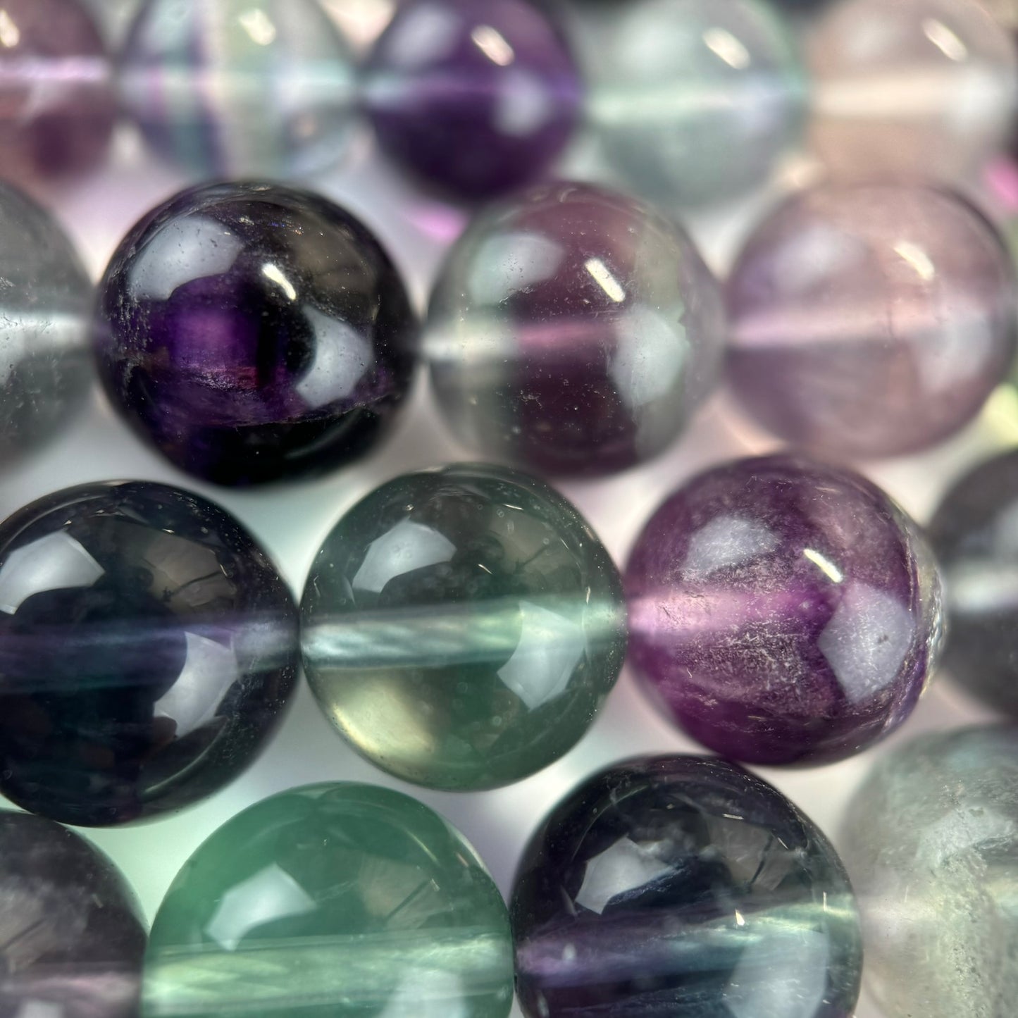 Rainbow Fluorite AA Polished Round Beads image 2