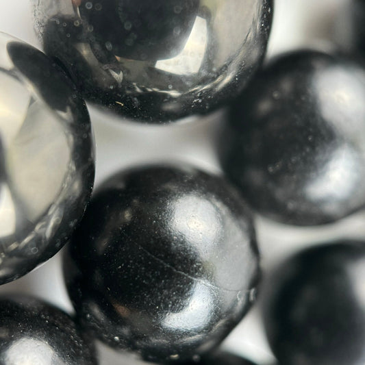 Jet Polished Round Beads