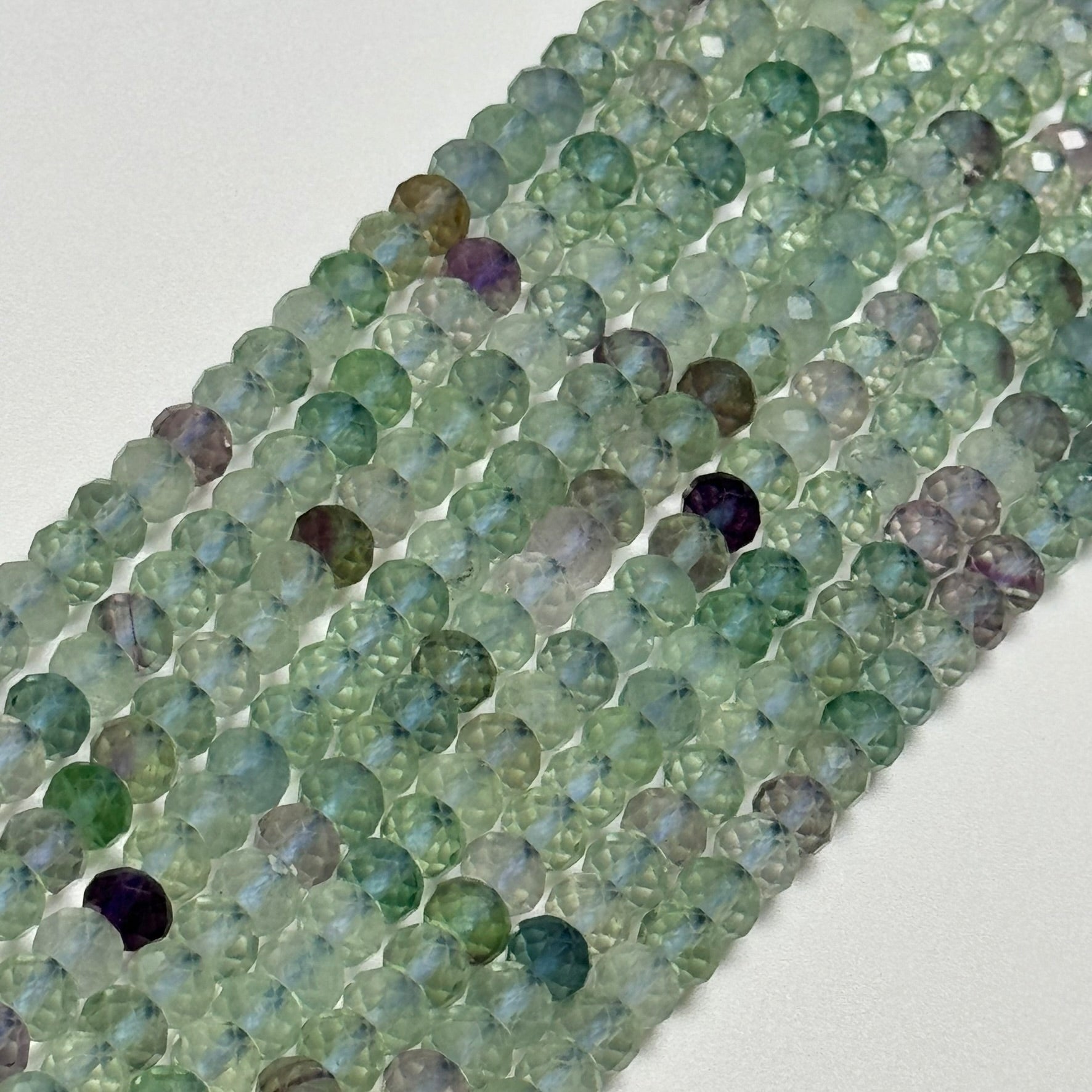 Faceted Fluorite Rondelle Beads image 0