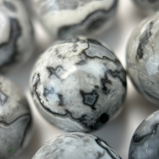 Grey Crazy Lace Agate Polished Round Beads