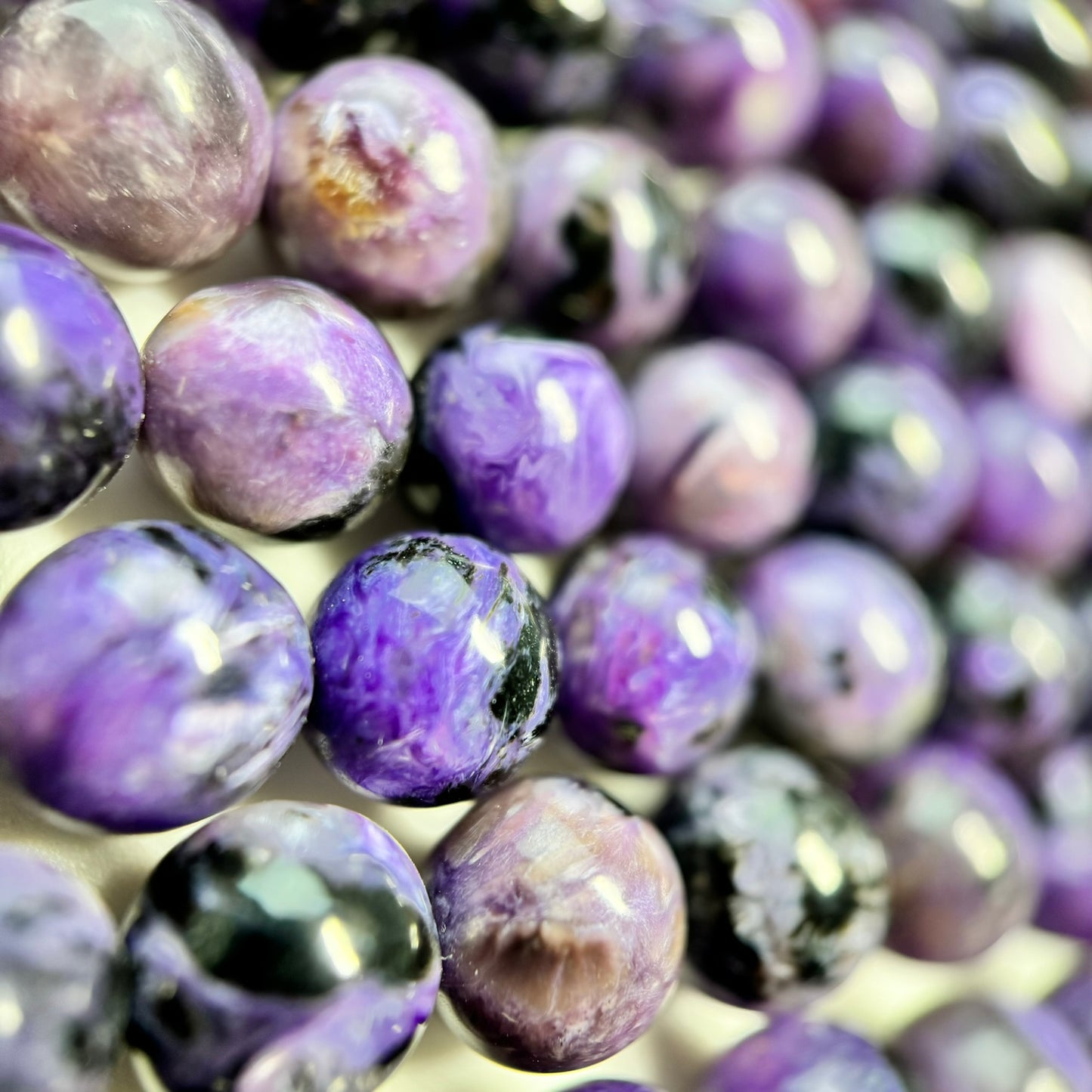 Dark Charoite Polished Round Beads image 1