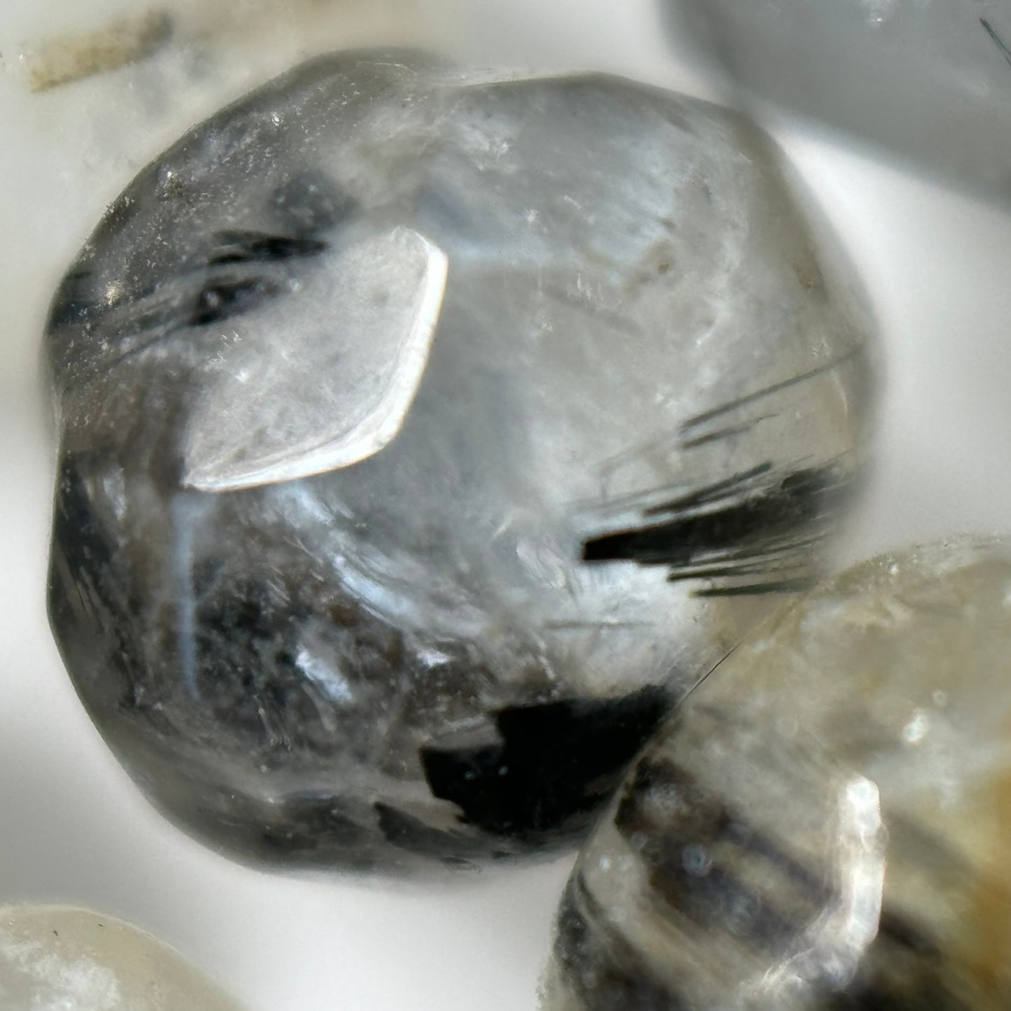 Black Tourmalinated Quartz Faceted Rondelle Beads image 7