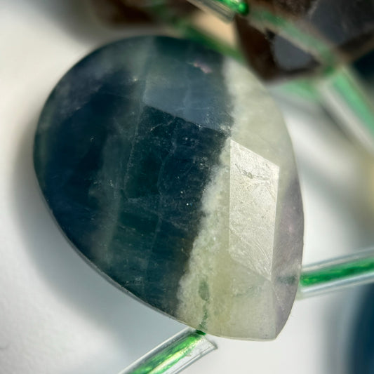 Multicolor Fluorite Faceted Pear Shape Beads