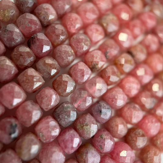 Pink Rhodonite Square Beads - (A Quality)