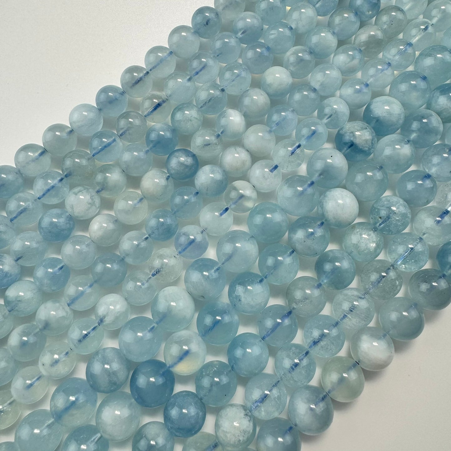Aquamarine AA Polished Round Gemstone Beads image 7