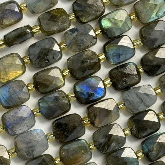 Faceted Labradorite Beads - Rectangular Cushion Cut Beads (AAA Quality)