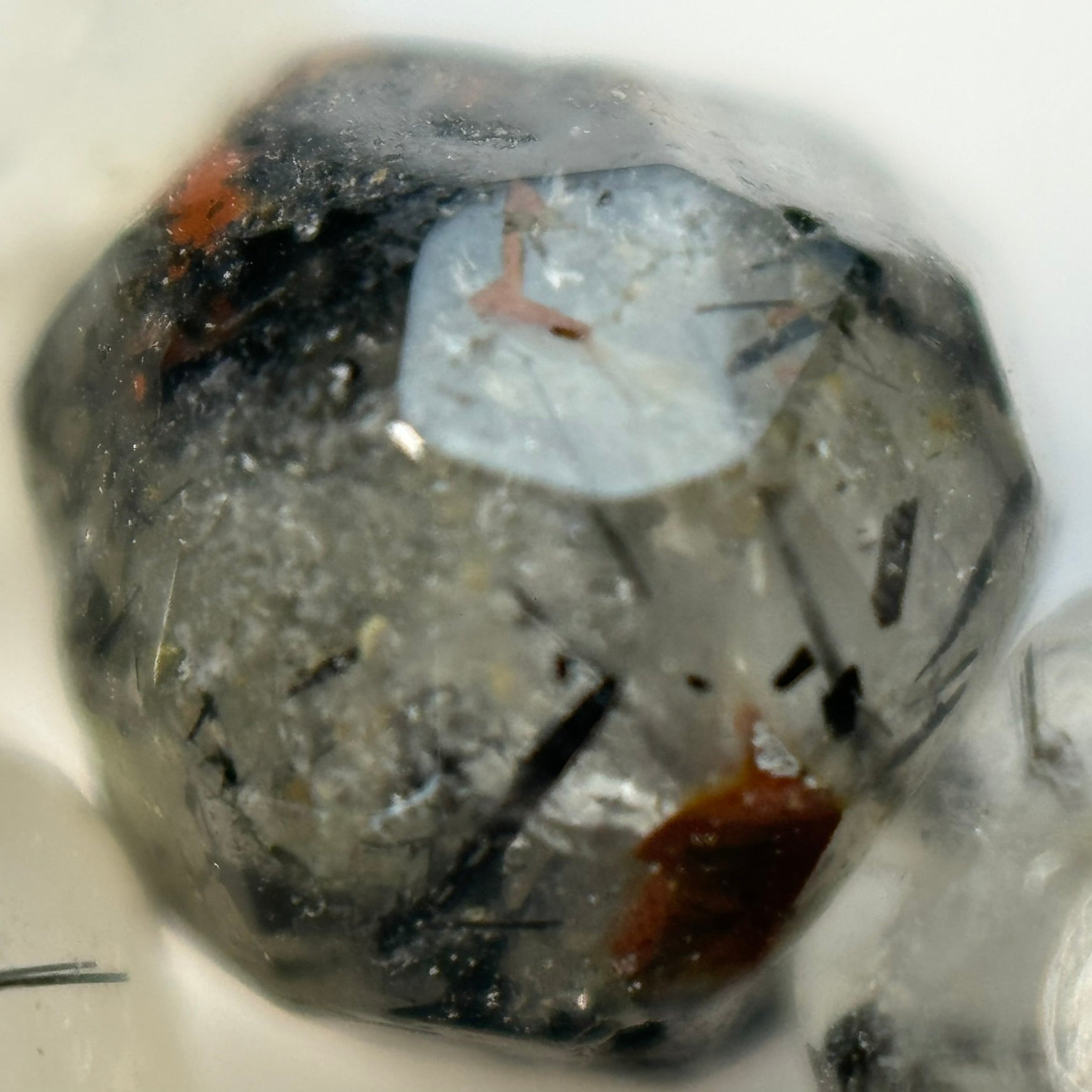 Black Tourmalinated Quartz Faceted Rondelle Beads image 6