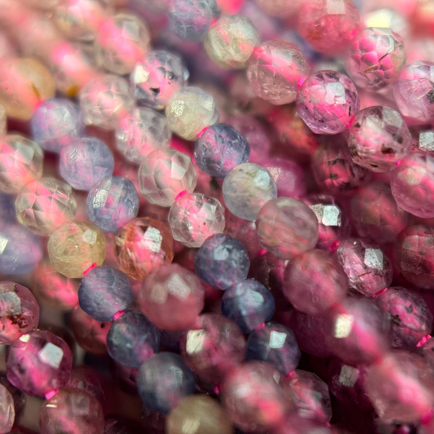 Ruby and Sapphire Faceted Round Beads image 7