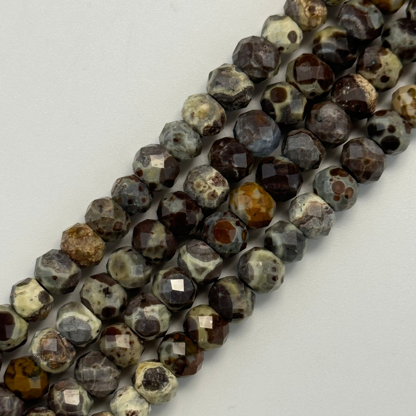 Ocean Fossil Jasper Faceted Rondelle Beads image 0