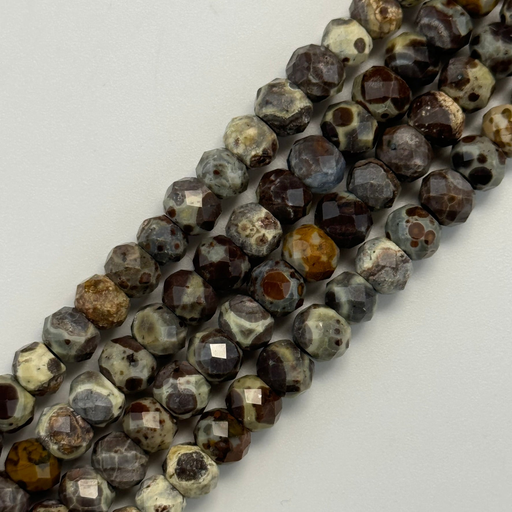 Ocean Fossil Jasper Faceted Rondelle Beads image 0