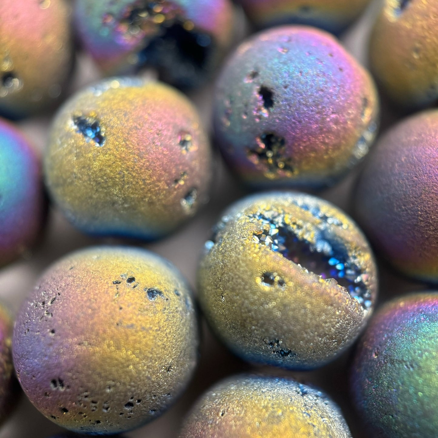 Rainbow Titanium Plated Aura Druzy Quartz Beads image 3