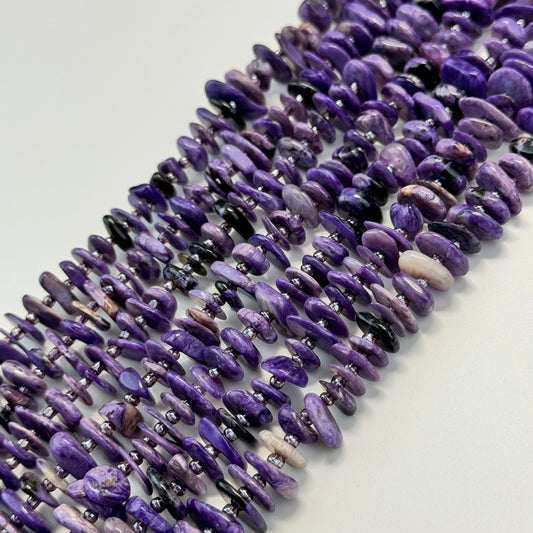 Blade Shape Polished Charoite Beads - (A Quality)