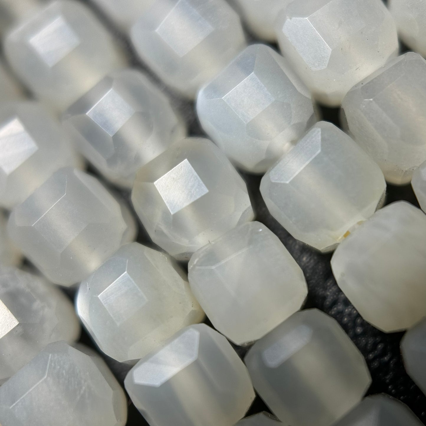 White Moonstone Square Beads image 1