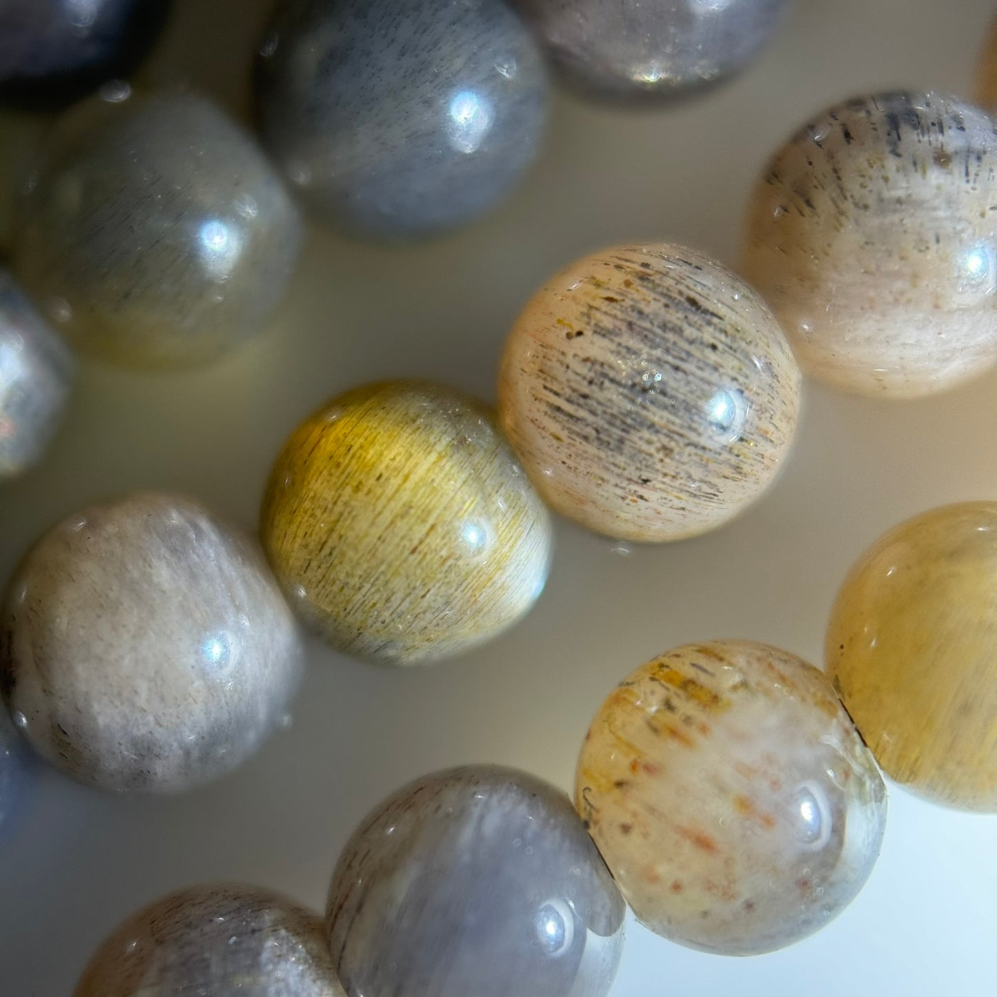 Sunstone & Moonstone Chocolate Polished Round Beads image 5