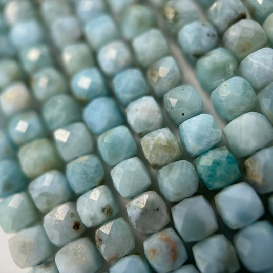 Larimar Faceted Square Beads (AA Quality)