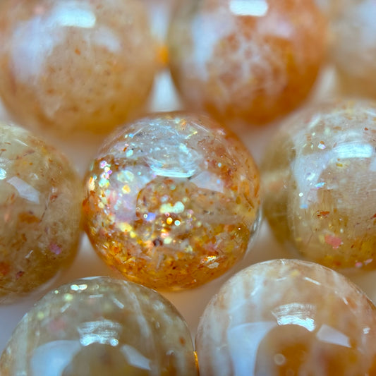 Sunstone Polished Round Beads - (A Quality)
