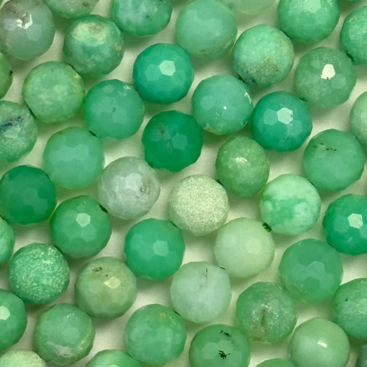 Australian Chrysoprase Beads - Faceted Round