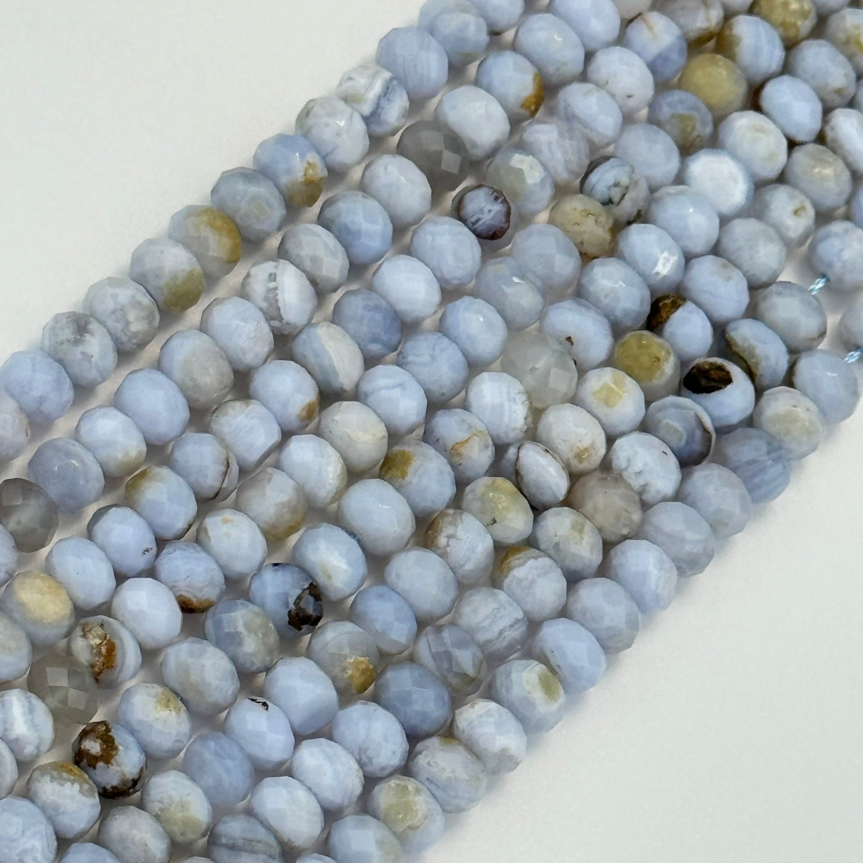 Blue Lace Agate Faceted Rondelle Beads image 0
