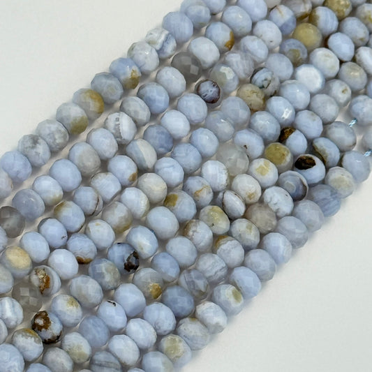 Blue Lace Agate Beads - Faceted Rondelle