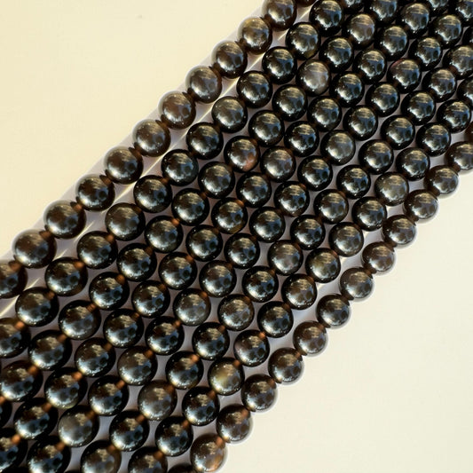 Obsidian Ice Rainbow Polished Round Beads - (AAA Quality)