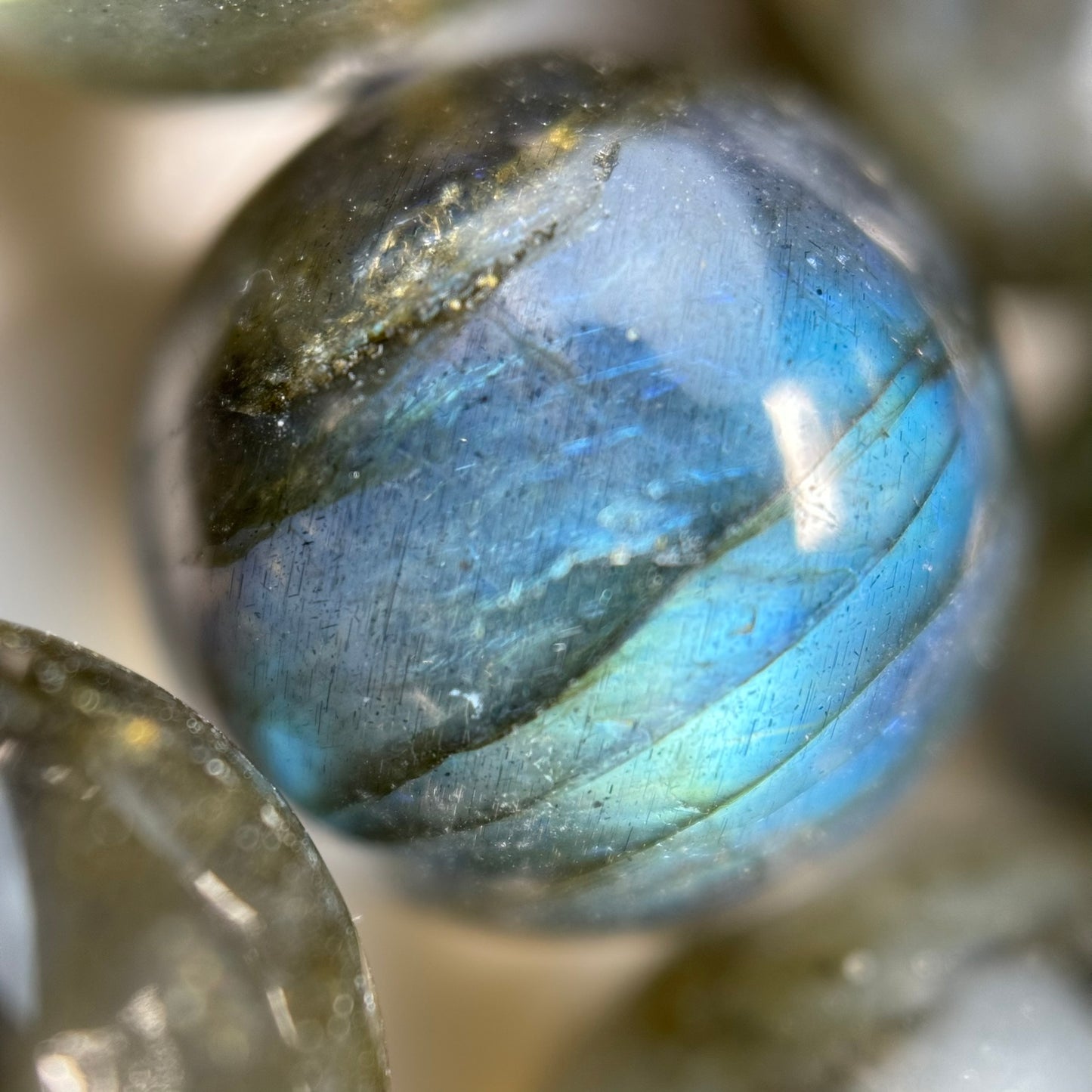 Labradorite AAAA Polished Round Beads - high quality labradorite image 2