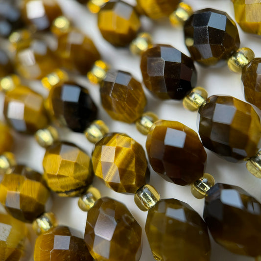 Tiger's Eye Faceted Barrel Beads (AAA Quality)