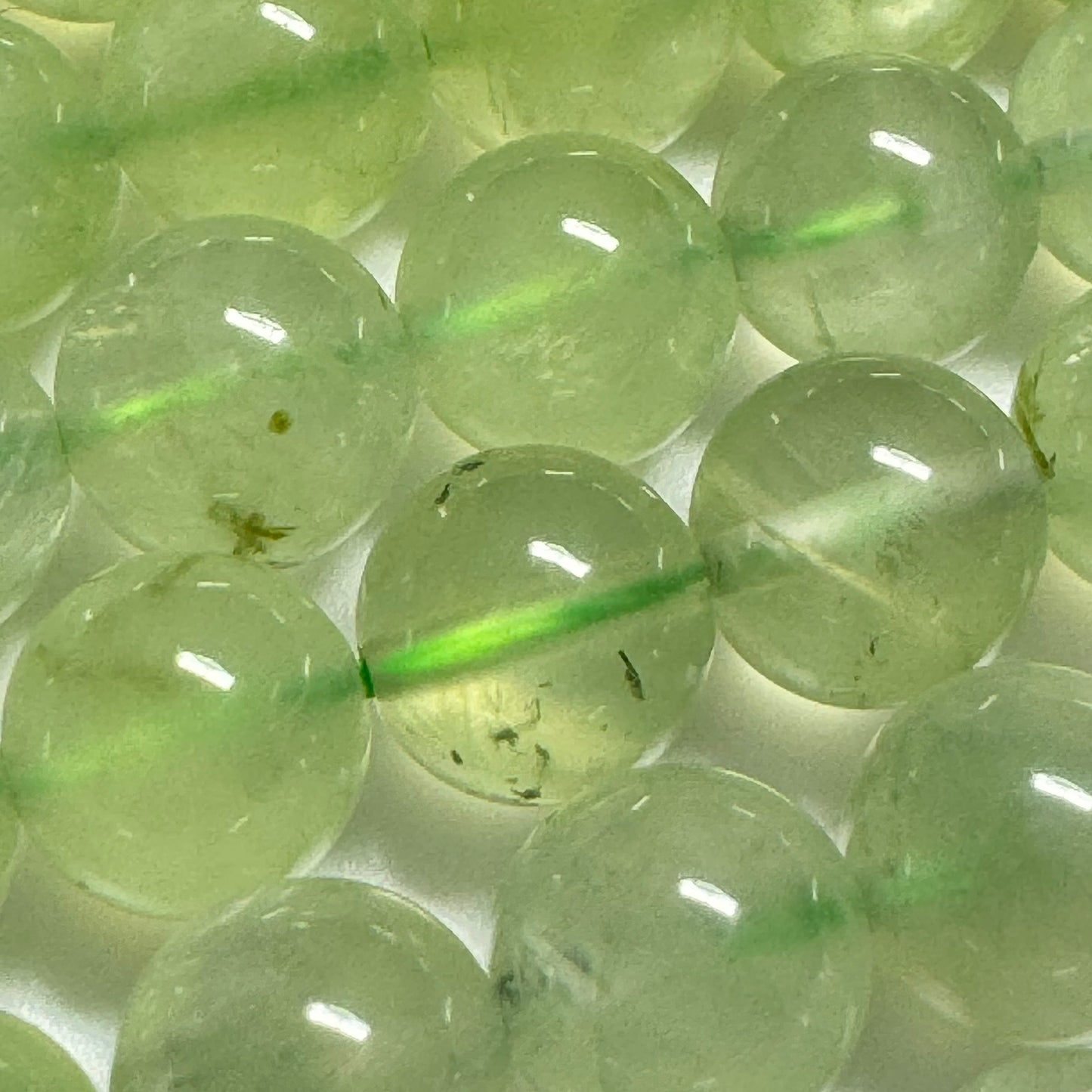 Prehnite with Epidote Polished Round Beads image 2