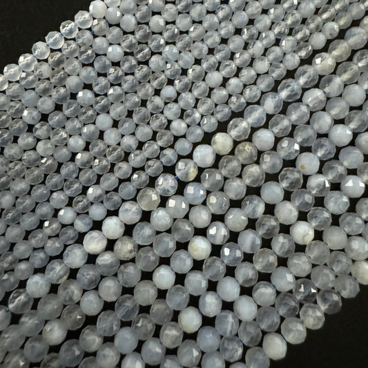 Blue Lace Agate Beads - Faceted Finish - Round Shape