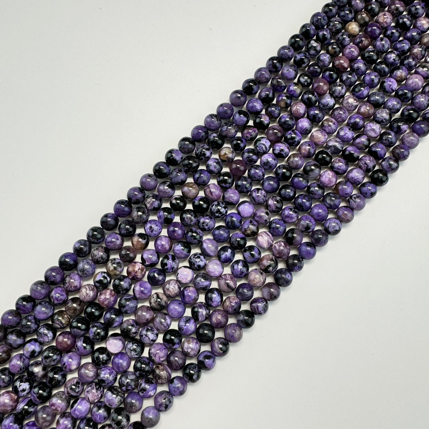 Dark Charoite Polished Round Beads image 4