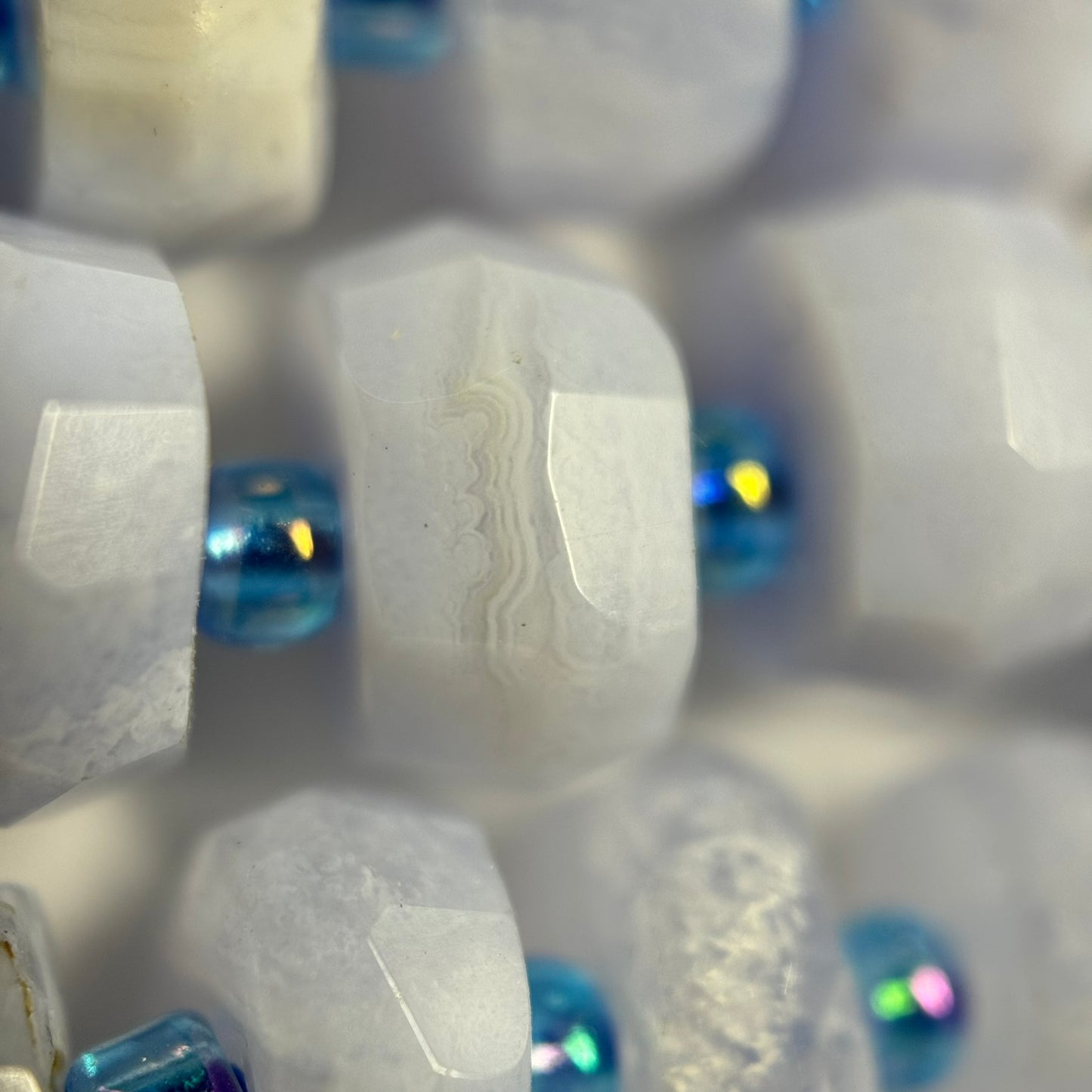 Natural Blue Lace Agate Faceted Rondelle Beads (8x4mm) image 2