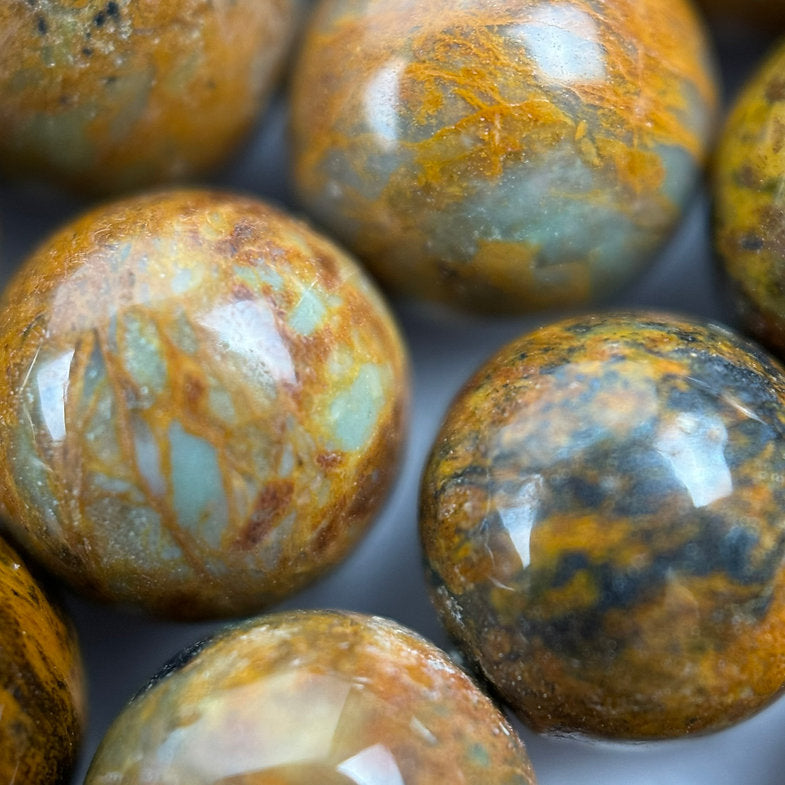 Jasper Green Chrome Polished Round Beads (A Quality)